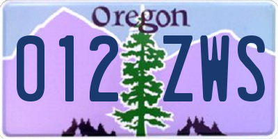OR license plate 012ZWS