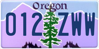 OR license plate 012ZWW