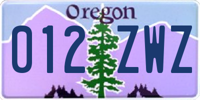 OR license plate 012ZWZ