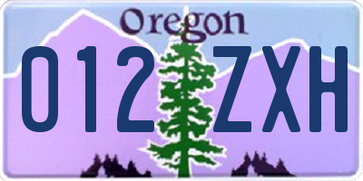 OR license plate 012ZXH
