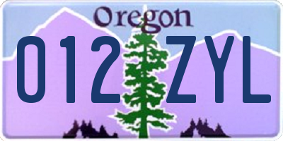 OR license plate 012ZYL