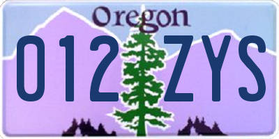 OR license plate 012ZYS