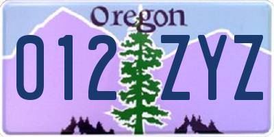 OR license plate 012ZYZ