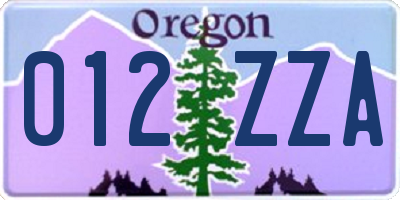 OR license plate 012ZZA