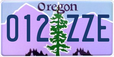 OR license plate 012ZZE