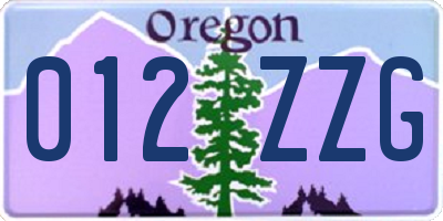 OR license plate 012ZZG
