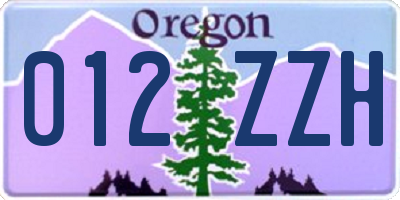OR license plate 012ZZH