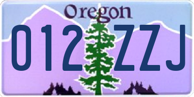 OR license plate 012ZZJ