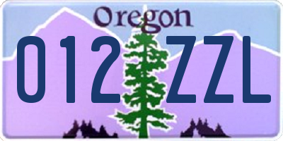 OR license plate 012ZZL