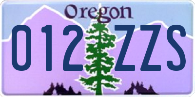 OR license plate 012ZZS