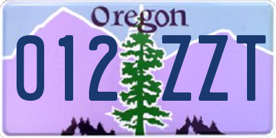 OR license plate 012ZZT