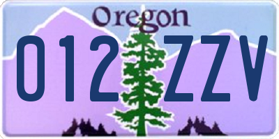 OR license plate 012ZZV