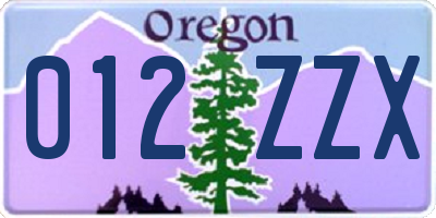 OR license plate 012ZZX