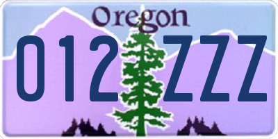 OR license plate 012ZZZ