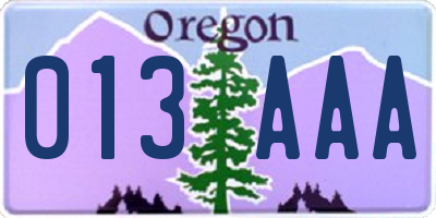 OR license plate 013AAA