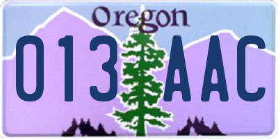 OR license plate 013AAC