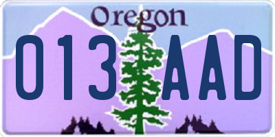 OR license plate 013AAD