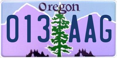 OR license plate 013AAG