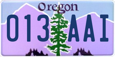 OR license plate 013AAI