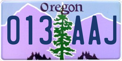 OR license plate 013AAJ