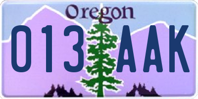 OR license plate 013AAK