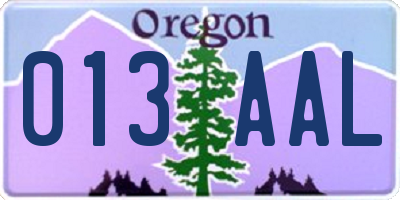 OR license plate 013AAL