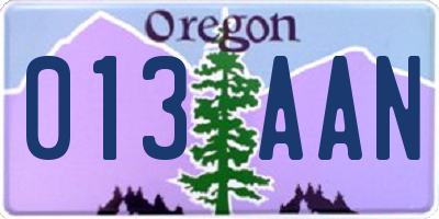 OR license plate 013AAN