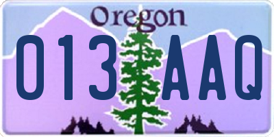 OR license plate 013AAQ