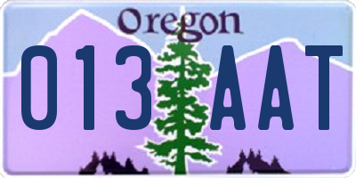 OR license plate 013AAT