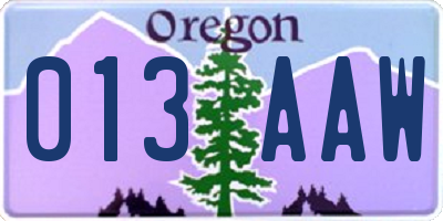 OR license plate 013AAW