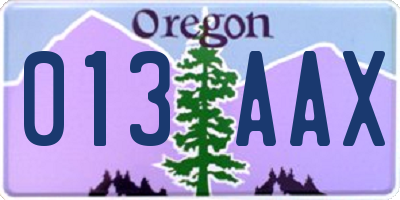 OR license plate 013AAX