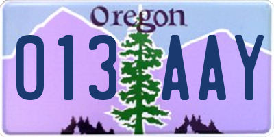 OR license plate 013AAY