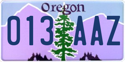 OR license plate 013AAZ