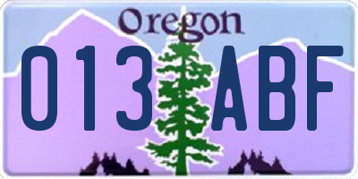 OR license plate 013ABF