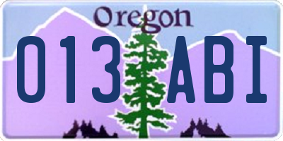 OR license plate 013ABI