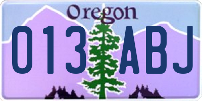 OR license plate 013ABJ