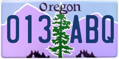 OR license plate 013ABQ