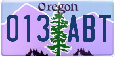 OR license plate 013ABT