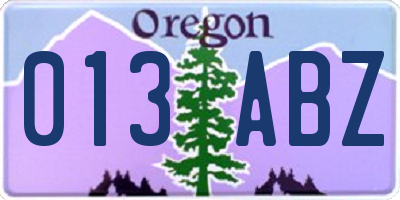 OR license plate 013ABZ