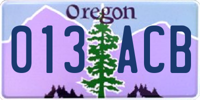 OR license plate 013ACB
