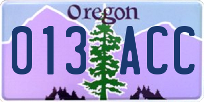 OR license plate 013ACC