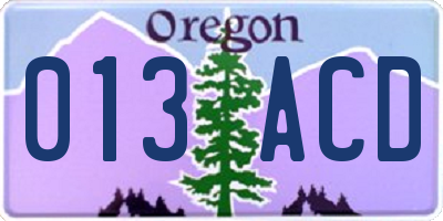 OR license plate 013ACD