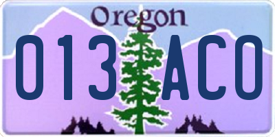 OR license plate 013ACO
