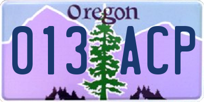 OR license plate 013ACP