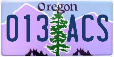 OR license plate 013ACS