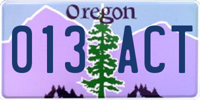 OR license plate 013ACT
