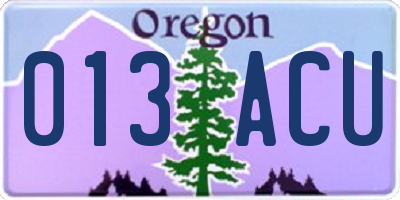 OR license plate 013ACU