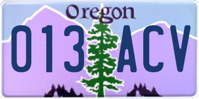 OR license plate 013ACV