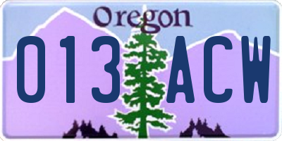 OR license plate 013ACW