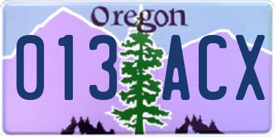 OR license plate 013ACX